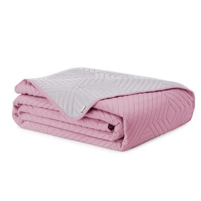 Abbildung von AmeliaHome Tagesdecke rosa grau 170x270 Bettüberwürf zweiseitig Ultrasonic Steppung Polyester Softa