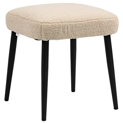 Abbildung von HOMCOM Fußhocker Quadratischer Sitzhocker mit Kaschmir Optik, Fußstütze Stahlbeinen (Sitzhocker, 1 St., Schminkhocker), für Wohnzimmer, Schlafzimmer