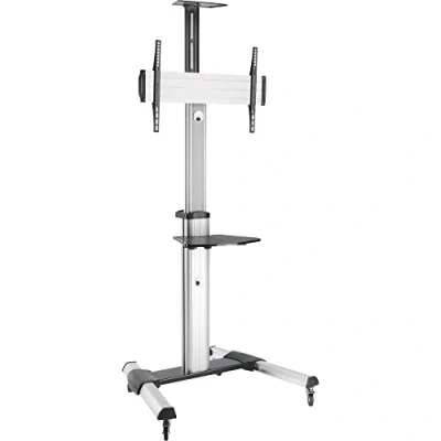 Abbildung von InLine TV Wagen, höhenverstellbar, für LED 37 70 (94 178cm), max. 50kg, 50 kg, 94 cm (37), 600 x 400 mm, Höhenverstellung, Schwarz, Silber