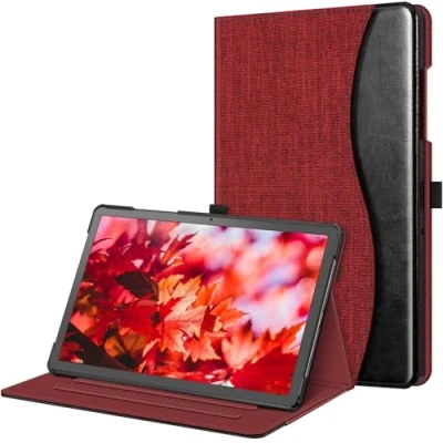 Abbildung von Fintie Hülle für Samsung Galaxy Tab A9 Plus 11 Zoll 2023, Multi Winkel Folio Schutzhülle Dokumentenfach und Auto Schlaf/Wach Funktion Tablet A9+ SM X210/X216/X218, Weinrot
