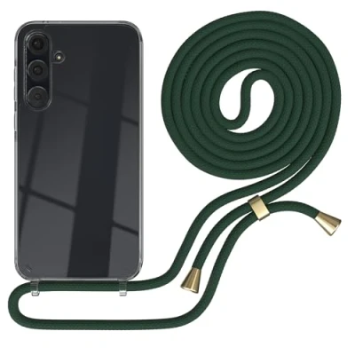 Abbildung von EAZY CASE Handykette kompatibel mit Samsung Galaxy A35 Kette zum Umhängen für Hülle Band aus Silikon stoßfeste transparente Handyhülle als Fallschutz in Grün