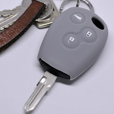 Abbildung von Soft Case Schutz Hülle Auto Schlüssel für Dacia DOKKER SANDERO Duster LODGY Logan Renault CLIO TWINGO 3 Tasten/Farbe Grau