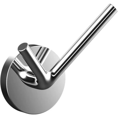 Abbildung von Emco Round Doppelhaken zur Wandmontage, pflegeleichter Aufhänger aus Aluminium für 2 Handtücher, eleganter Handtuchhaken zum Schrauben, chromfarben