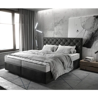 Abbildung von Boxspringbett Dream Great 180x200 cm Mikrofaser Anthrazit Vintage mit Matratze und Topper