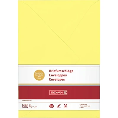 Abbildung von 5 x Brunnen Briefumschläge B5 Nassklebung 80g/qm gelb VE=10 Stück