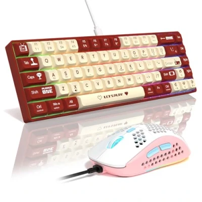 Abbildung von MAMBASNAKE AJAZZ AK680 Mechanical Keyboard, 68 Key 60 Percent Hot Swappable Gaming Keyboard + 6 Adjustable DPI 6400 Mouse with RGB Light, for PC/Mac/Laptop Gamer (Brown Tactile Switch)