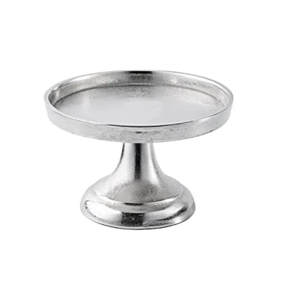 Abbildung von Dekoteller Schale Dekoschale Servierplatte Etagere Rund, Metall Aluminium Silber Luxus, Deko Dekoration Tischdeko Modern, für Wohnzimmer und Küche S 19,5 cm