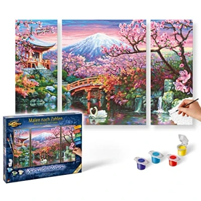 Abbildung von Schipper Malen nach Zahlen Meisterklasse Triptychon Kirschblüte in Japan, Made Germany