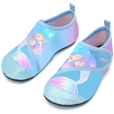 Abbildung von Badeschuhe Strandschuhe Schwimmschuhe Wasserschuhe Mädchen Baby Aquaschuhe Schnell Trocknend Barfuss Schuh für Kinder Beach Pool（Nixen Blau 32/33）