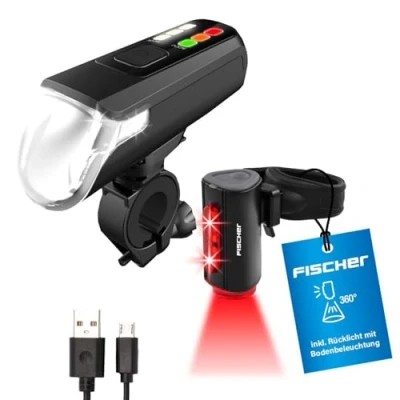 Abbildung von FISCHER Fahrrad Fahrradbeleuchtung Akku USB LED Bel. Set Bodenbel. 60 Lux