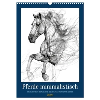 Abbildung von Pferde minimalistisch (Wandkalender 2025 DIN A3 hoch), CALVENDO Monatskalender