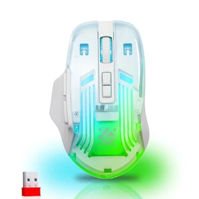 Abbildung von Defender® Astro Elite Kabellose Gaming Maus 2.4 GHz Wireless, 3200 DPI, RGB, 5 Programmierbare Tasten, FIRE Taste, 120 Std. Akku, USB C, Ergonomisch, Für PC, Laptop,