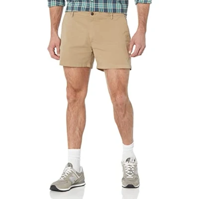 Abbildung von Amazon Essentials Herren Flatfront Chinoshorts, Komfortabler Stretch, 13 cm Schrittlänge, Schmale Passform (Früher Goodthreads), Khakibraun, 34W
