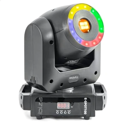 Abbildung von Ibiza E SPOT100 Foco 100 W + anillo LED RGB multicolor 12 x 0,3W 15 canales DMX Bandeja giratoria Gobos y efecto strobo Fiesta, espectáculo, evento