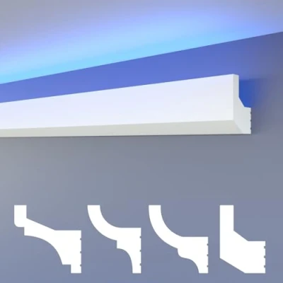Abbildung von HEXIMO Eckprofil HLED 4 (LED Stuckleisten klassisch, XPS Styropor indirekte Beleuchtung Wand &amp; Decke Leisten Stuck dekoratives Licht Deckenleisten (10,2 Meter 4)