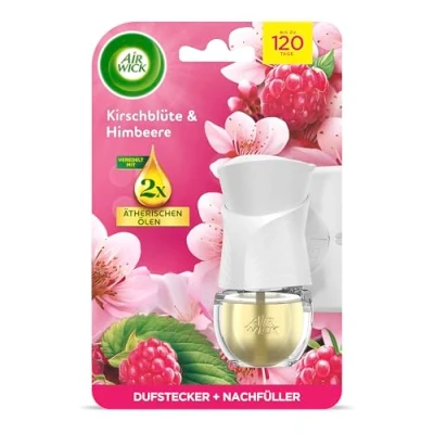 Abbildung von Air Wick Duftstecker: Starter Set mit 1 Nachfüller Duft: Kirschblüte und Himbeere Fruchtig floraler Raumduft für die Steckdose x Gerät 1x 19ml