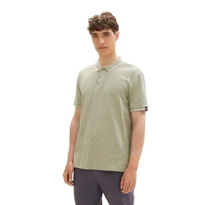 Abbildung von Tom Tailor Denim Herren Piqué Poloshirt mit Punkten, 36196 Green Mini Geometric Print, XXL