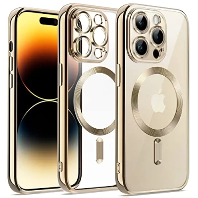Abbildung von JETech Weiche Klar Hülle für iPhone 14 Pro 6,1 Zoll, Kameraschutz Vollständiger, Kompatibel mit MagSafe Kabellosem Laden, Stoßfest Elektroplattiert TPU Handyhülle (Gold)