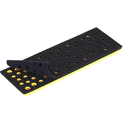 Abbildung von Mirka Schleifschuh Härtegrad Medium + Schutzauflage 70 x 198 mm Klett für Schwingschleifer DEOS DEOS383CV mit 48 Absauglöcher staubfreies Schleifen Netzschleifmitteln