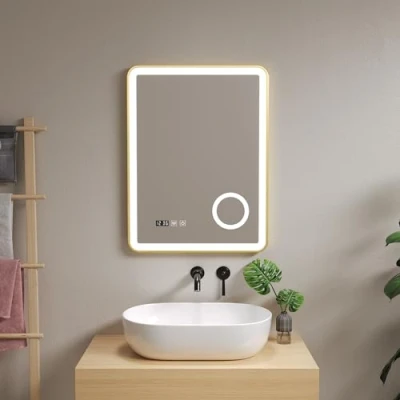 Abbildung von pro.tec Badspiegel, »Pescara« mit 120 LEDs Aluminiumrahmen 60 x 80 cm Goldfarben