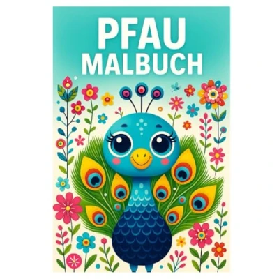 Abbildung von Pfau Malbuch: 50 prächtige Illustrationen des farbenfrohen Vogels: Für Kinder und Erwachsene zum Ausmalen Entspannen
