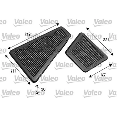 Abbildung von VALEO CLIMFILTER PROTECT 698793 Innenraumfilter Aktivkohlefilter 345, 172, 345 221 30 VOLKSWAGEN: Phaeton, BENTLEY: Continental GTC, GT