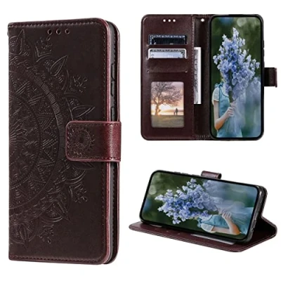 Abbildung von CoverKingz Schutzhülle kompatibel mit iPhone 14 Handycover Kartenfach Schutztasche Wallet Flip Case klappbar Motiv Mandala Braun