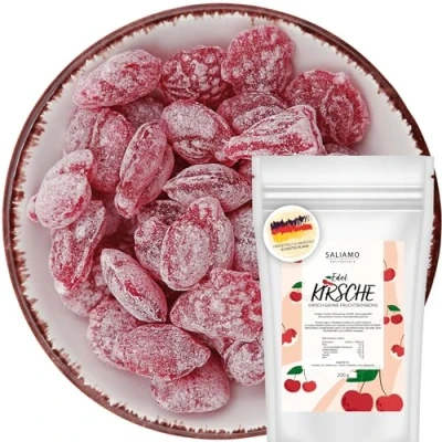 Abbildung von Saliamo 200g Frucht Bonbons Kirsche Geschmack Kirschbonbons Retro Fruchtbonbons wie früher Jahrmarkt Deutsche Manufaktur