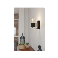 Abbildung von Eglo 43903 Wandleuchte BAILRIGG Stahl schwarz, Holz braun E27 1X40W L:5.5cm H:13.5cm dimmbar