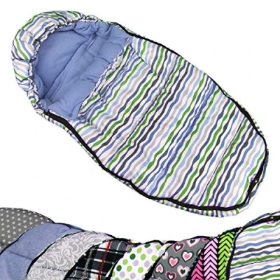 Abbildung von BAMBINIWELT Winterfusssack, Fußsack in Mumienform für Kinderwagen, Jogger, Buggy oder Schlitten, Fleece, universal,110cm (blau grün Streifen)