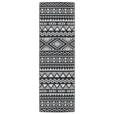 Abbildung von vidaXL Outdoor Teppich, Gartenteppich Beidseitig, Balkonteppich Terrassenteppich UV beständig, Läufer Teppich für Balkon Terrasse, Schwarz 80x250cm PP