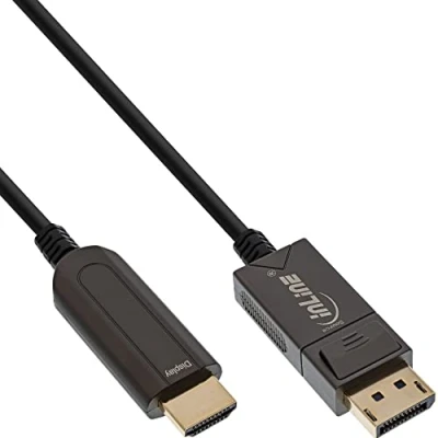 Abbildung von InLine® DisplayPort zu HDMI AOC Konverter Kabel, 4K/60Hz, schwarz, 50m