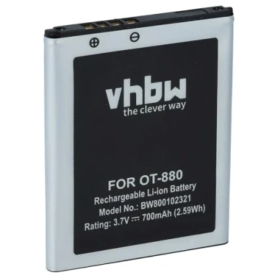 Abbildung von vhbw Akku kompatibel mit Alcatel One Touch OT 880, 880a, 888, 888D, 905, 907 Handy Smartphone Telefon (700mAh, 3.7V, Li Ion)
