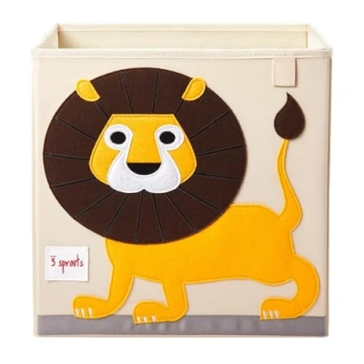 Abbildung von 3 Sprouts, Aufbewahrungsbox Kinder mit Deckel, Spielzeugbox für Kallax Regale, Box zur Spielzeugaufbewahrung, Kinderzimmer, Aufbewahrungsboxen Spielzeug Löwe