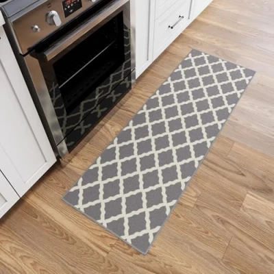 Abbildung von Ottomanson Glamour Kollektion Teppichläufer mit Gummirückseite und elegantem Gitter Design, 50 cm x 150 cm, Grau