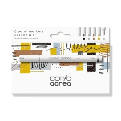 Abbildung von Copic acrea Set Essentials, 6er Paint Marker mit wasser und pigmentbasierter Tinte, Strichstärke 0,8 1,2 mm