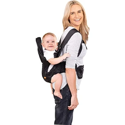 Abbildung von Dreambaby Manhattan 3 in 1 Position Babytrage IHDI zugelassene Hüftgesundheit Neugeborene und Kleinkinder bis 15 kg passend für die meisten Erwachsenengrößen Schwarz Modell G296