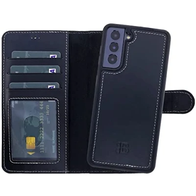Abbildung von Burkley 2 in 1 Leder Handytasche für Samsung Galaxy S22+ Abnehmbares Back Cover, 360 Schutz, RFID Blocker Kompatibel mit S22 Plus