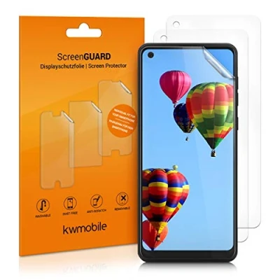 Abbildung von kwmobile 3X Displayschutzfolie kompatibel mit Samsung Galaxy A21s Folie klare Schutzfolien Set in transparent