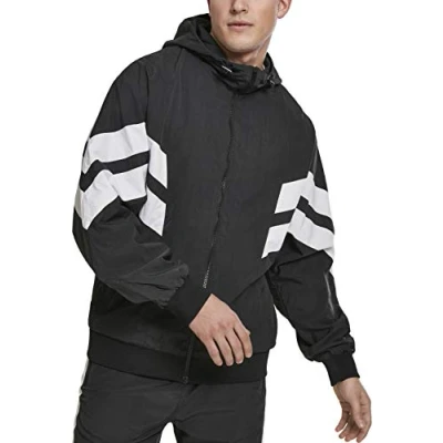 Abbildung von Urban Classics Crinkle Panel Track Jacket Leichte Jacke, Herren, Größe: Large, Black/white
