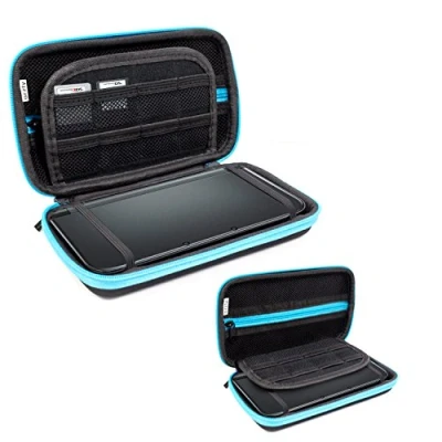 Abbildung von Orzly 3DSXL Case, Aufbewahrungstasche für 3DS XL oder New Hartschalen Schutzhülle das Original Modell Nue Nintendo Konsole &amp; Accesoires BLAU auf Schwarz