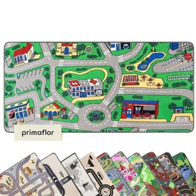Abbildung von Primaflor Spielteppich mit City Design für Kinder 200 x 300 cm pflegeleichter Kinderteppich Straßen