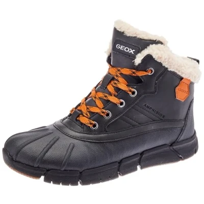 Abbildung von Geox J Flexyper BOY B ABX Schnürstiefelette für Kinder, Größe: 36, Black/orange Schuhe