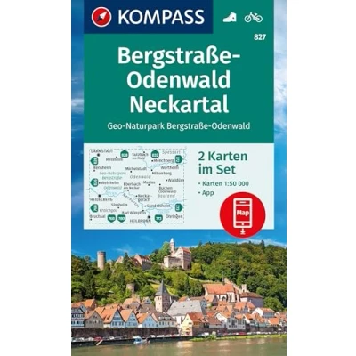 Abbildung von KOMPASS Wanderkarten Set 827 Bergstraße Odenwald, Neckartal, Geo Naturpark Odenwald (2 Karten) 1:50.000: inklusive Karte zur offline Verwendung in der App. Fahrradfahren.