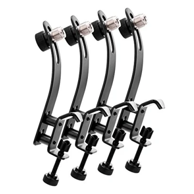 Abbildung von 4x SET Pronomic DMK 10 Schlagzeug Mikrofonklammer Klemme für Spannring (für 3/8&quot; und 5/8&quot; Mikroklammern, Gewicht 180 g, Material Stahl) schwarz