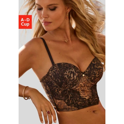 Abbildung von LASCANA Corsage, aus Soft Mesh in Leo Optik und feiner Spitze, sexy Dessous, Reizwäsche