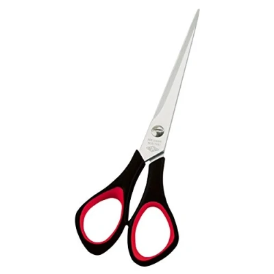 Abbildung von Wedo 976651 Universalschere (Linkshänder, rostfreier Edelstahl, spitz, Kunststoff Softgriffe 16 cm) schwarz/rot