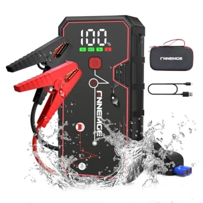 Abbildung von FNNEMGE Starthilfe Powerbank 5000A 23800mAh 12V (Alle Benzin und Bis Zu 8,0L Diesel) Auto Supersafe Tragbare Batterie Upgrade Booster Intelligentes Starthilfekabel