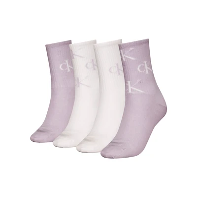 Abbildung von Calvin Klein Underwear Women SOCK Giftbox LOGO 4 PACK Socken, Damen, Größe: One Size, Lilac/white