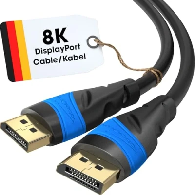 Abbildung von KabelDirekt 8K/4K DisplayPort Kabel 2 m DP Kabel, in Deutschland entwickelt Erhältlich 0,5 10 (Display Port Monitor für PC/Laptop, 8K@60Hz, Gaming bei 144Hz, Dolby Audio, schwarz)